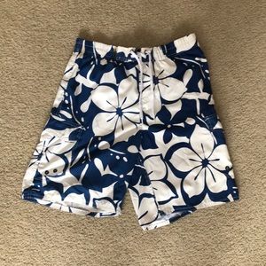 Men’s Blue Hawaiian Style Swim Trunks